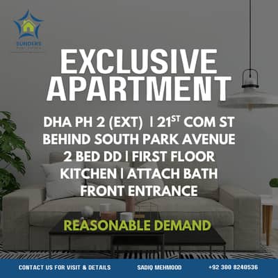 Behind Main South Park Ave / 21st Com St | 2 Bed DD Apartment for Sale in DHA Phase 2 Ext 65K Rental Potential | Ideal for Investors & Homemakers!