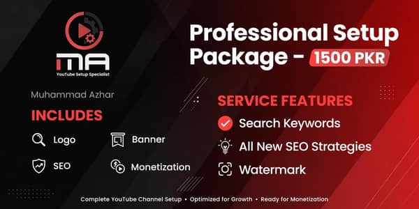 Professional Youtube Channel Creation in 1500- Logo Banner Seo