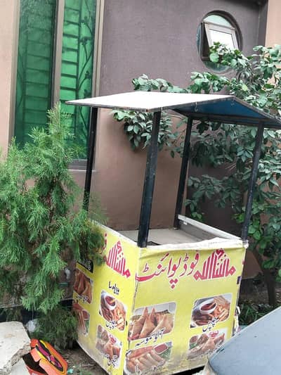 fast food counter with accessories.