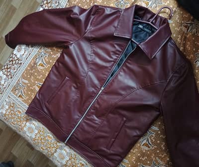 Leather Korean jacket burgundy Color Brand New