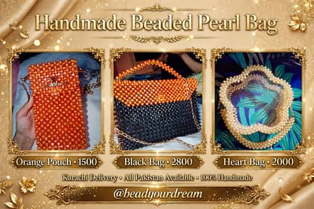 Handmade beaded pearl bag-mini purse. heart bag &pouch
