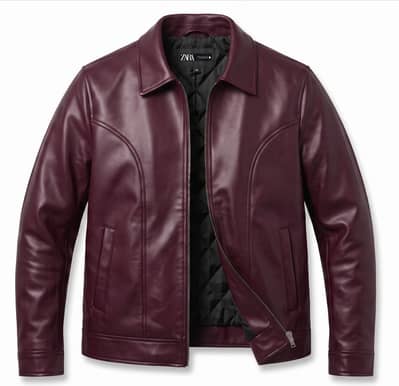 Leather jacket burgundy Colour Men's