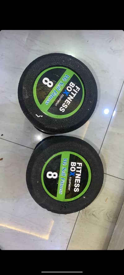 Pair of 8 KG Rubber Dumbbells for Sale