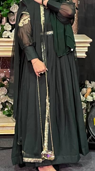 emerald green long frock