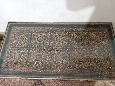 Wooden Center Table  With Glass Top