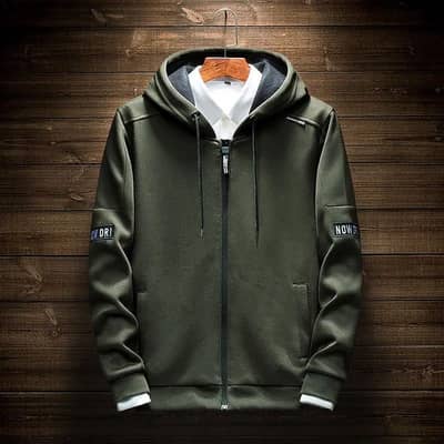 Men hoodie olive green premium cotton blend stret style