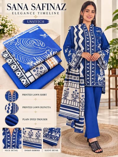 Sana Safinaz Digital Printed Lawn 3 Piece Suit  2026 Collection