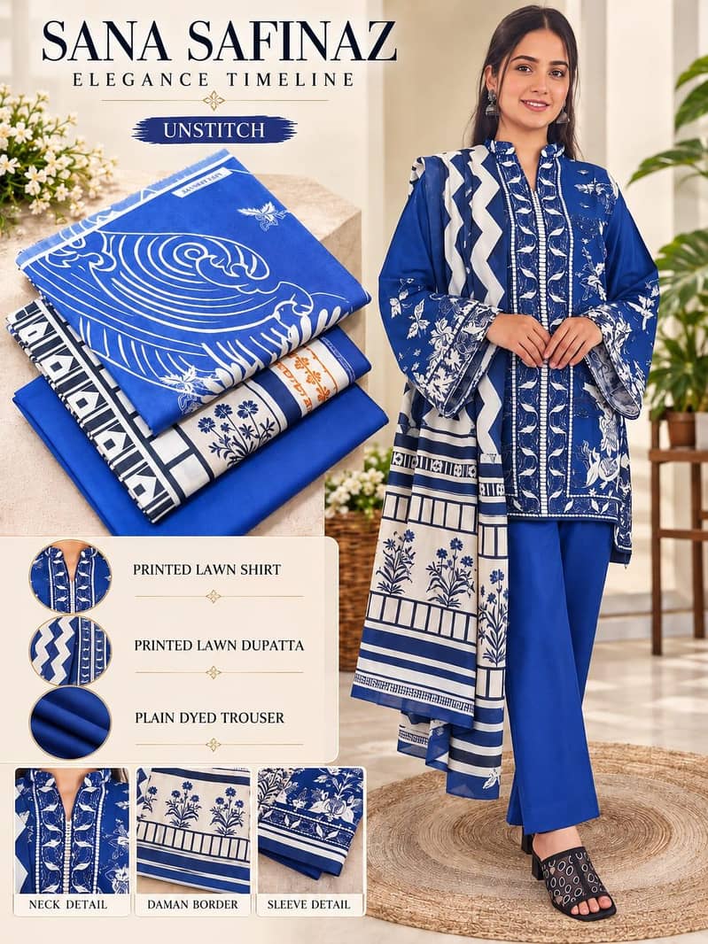 Sana Safinaz Digital Printed Lawn 3 Piece Suit 2026 Collection ...