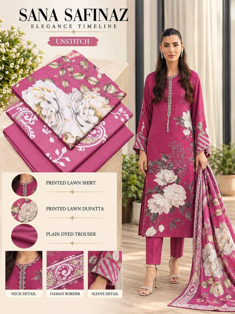 Sana Safinaz Digital Printed Lawn 3 Piece Suit 2026 Collection ...