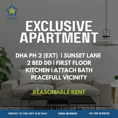 Friendly Neighbourhood | First Floor 2-Bed DD Apartment Sunset Lane, DHA Phase 2 Ext | Peaceful Vicinity | Walk to Park, Mart & Mosque |