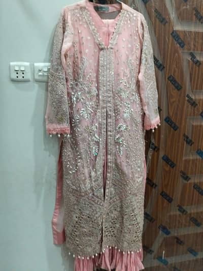 Elegant Pink 3-Piece Embroidered Suit