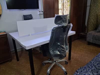 New office table with partitions.