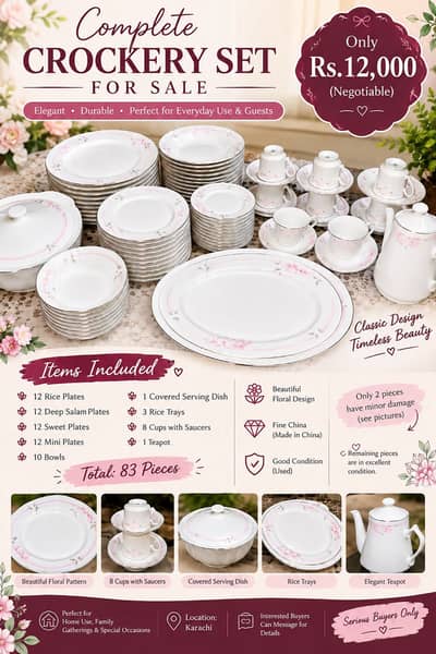PRELOVED CROCKERY SET FOR SALE