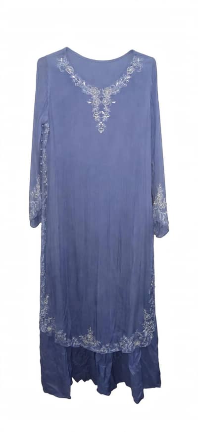 Chinyere  Original  Periwinkle blue silver Embroidered