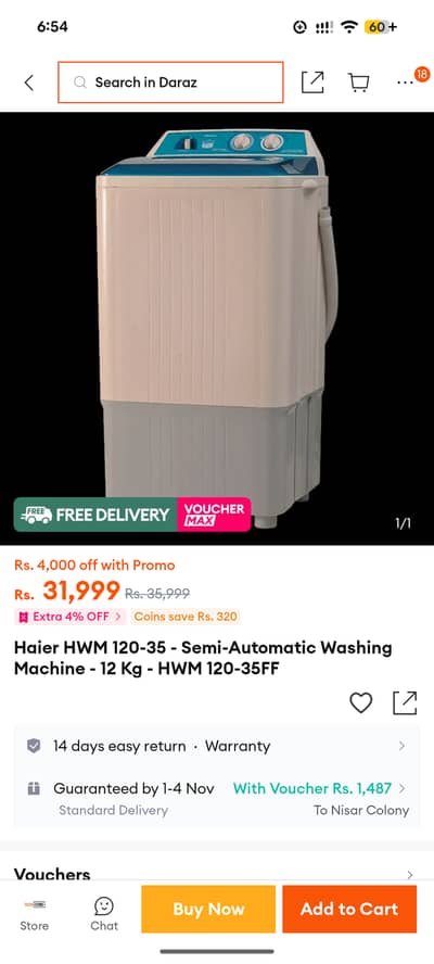 Brand new Haider washing Machine 120-35 FF