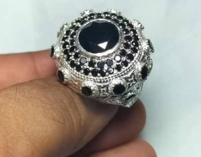 Original Silver Aqeeq Ring – Black Stone