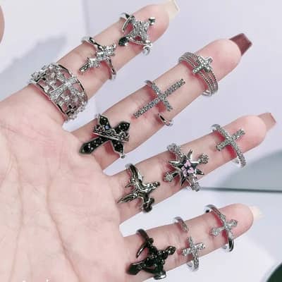 Man's & Women's Retro Cross Open Ring with Cold Wind Design