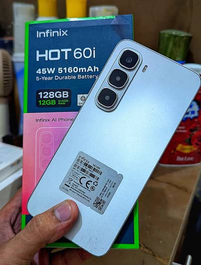 Infinix Hot 60i official pta 128gb with box charger  10/9.5