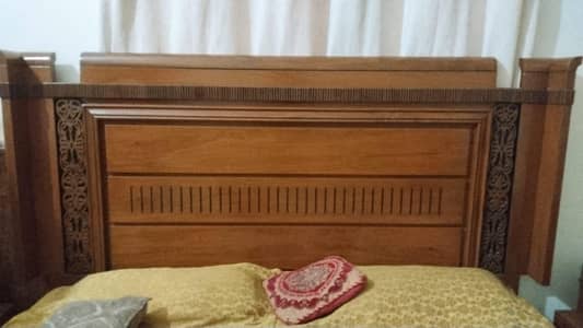 akhrot wooden impala furniture King size bed set with mattress.