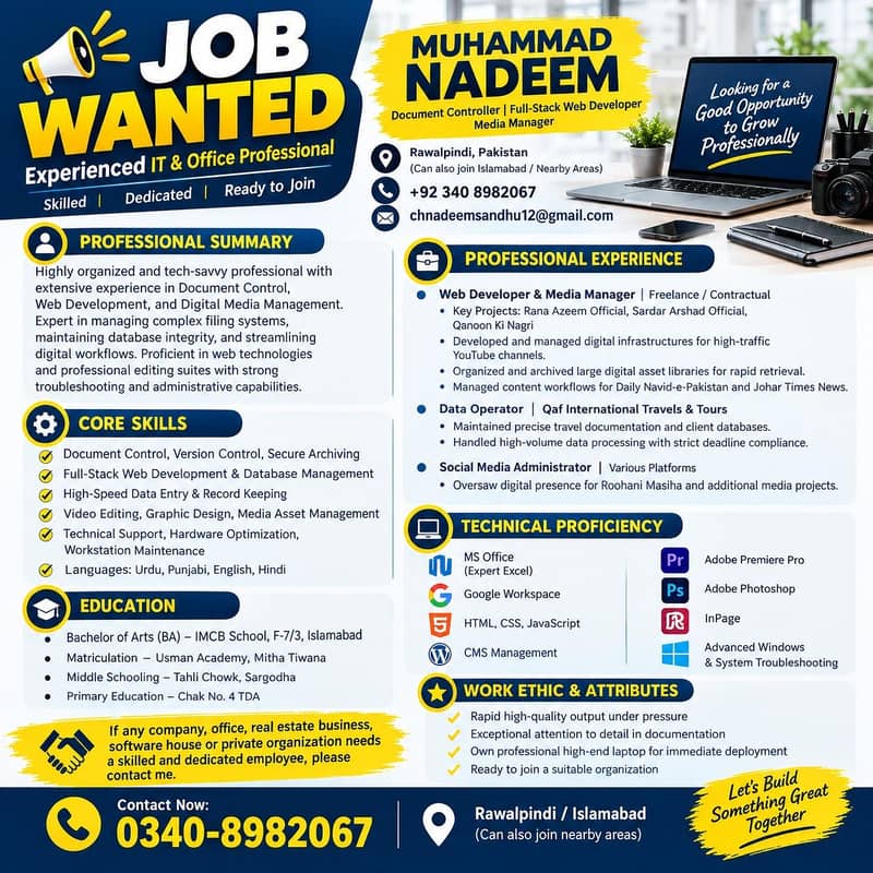 Experienced IT Professional & Document Controller Available for Job 0