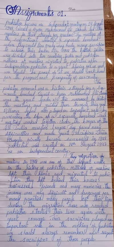 Handwriting Assingment from Home