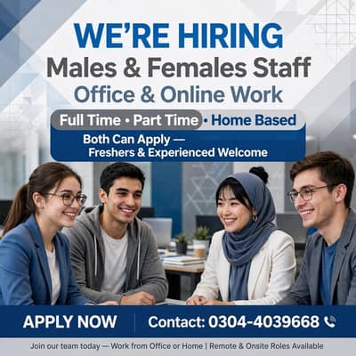 we are hiring males and females staff