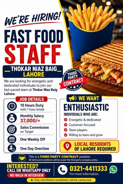 Fast Food Chef Required | Chef Jobs | Jobs (Male) Urgent Hiring