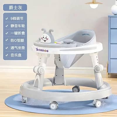 baby walker round shape  ss frame  breathable  seat korean with lights