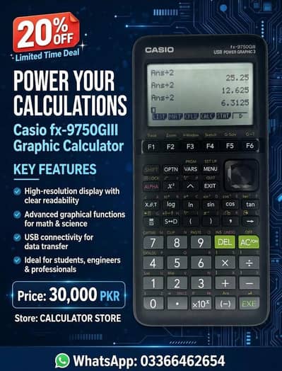 CASIO FX-9750GIII GDC GRAPHIC GRAPHING CALCULATOR