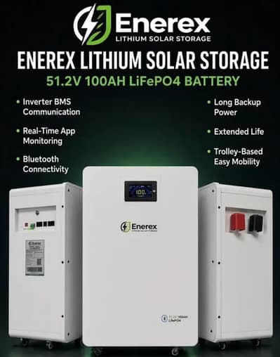 ENEREX Solar Lithium Battery 51.2V 100Ah LiFePO4