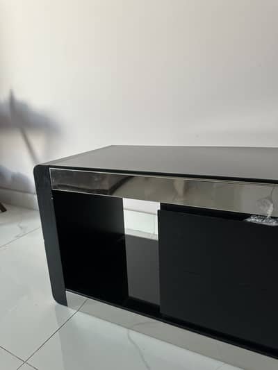 TV Console Table with 2 Drawers - Black Glossy