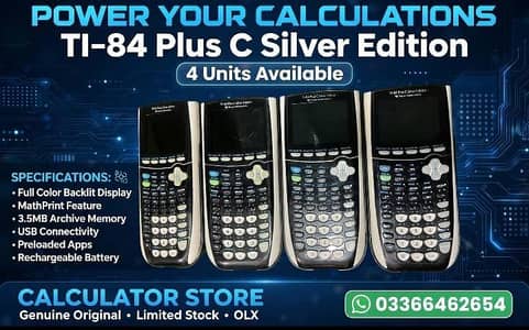 TEXAS INSTRUMENTS TI-84 PLUS C SILVER EDITION GRAPHIC CALCULATOR GDC