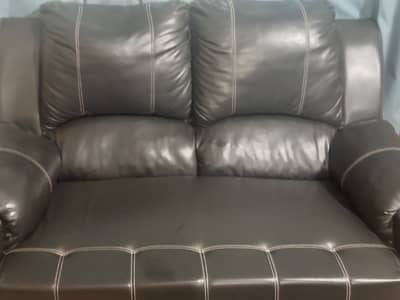 Comfortable 7-Seater Leather Sofa Set in Dark Brown