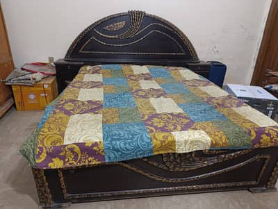 Wooden Bed with Side Tables and New Matress for sale