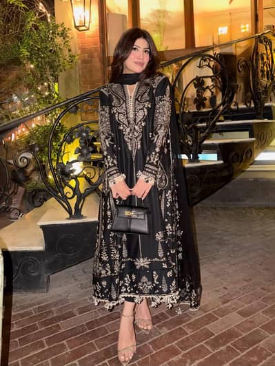 Black Embroidered Anarkali Frock