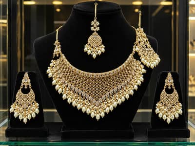 golden bridal choker set totally new, fixed price really prety golden