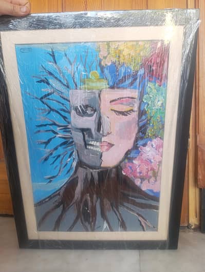 Beautiful Abstract Face Painting with Frame – Modern Wall Art