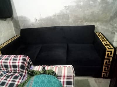 `Black Velvet Versace Design 6 Seater Sofa Set 3+2+1`