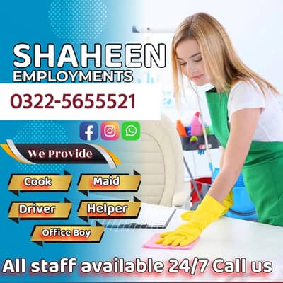 we provide Cook | Driver | Maid | Helper | Office Boy | Baby Sitter |