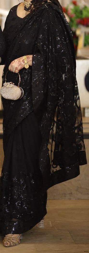 Black net  saree