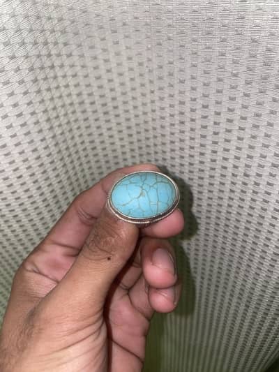 Beautiful Natural Hussaini Feroza Silver Ring for Sale