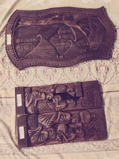 Handcrafted Wooden Carved Wall Panels Traditional Art of Central Afric