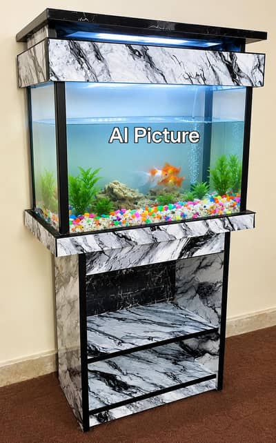 Complete Aquarium Setup with 8 Fish, Stand, Filter & Accessories
