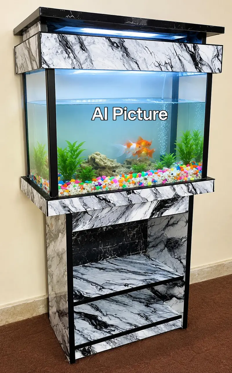 Complete Aquarium Setup with 8 Fish, Stand, Filter & Accessories