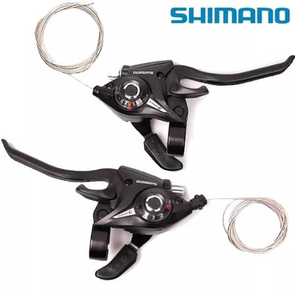 Original SHIMANO Gear Shifter Set Pair FRONT & BACK SET WITH Aluminum LIVER & WIRES