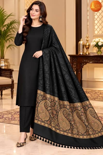 bareeze 3pc ludk dhanak+woolshawl- winter 2026