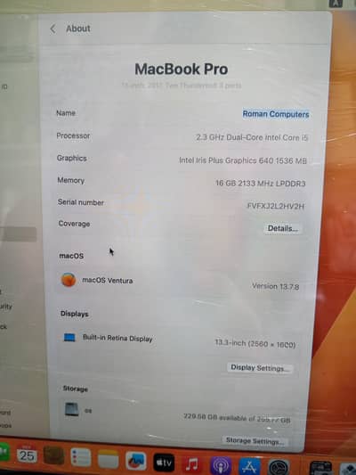 MacBook pro 2017 for sale