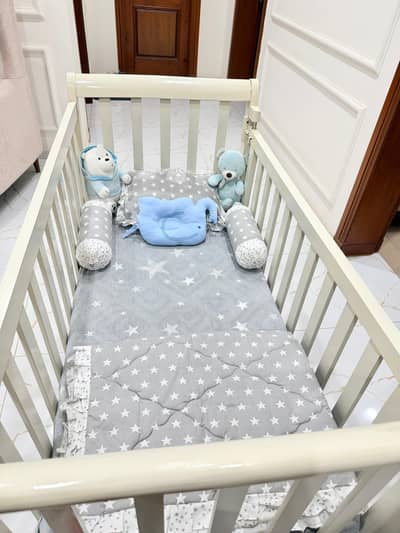 Like-New Wooden Baby Cot / Crib with Mattress – Excellent Condition