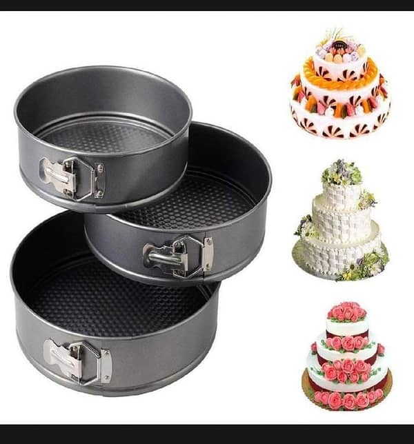 T  3 Pcs 24cm/26cm/28cm Round Non Stick Spring Form Cake Mold Baking Pan