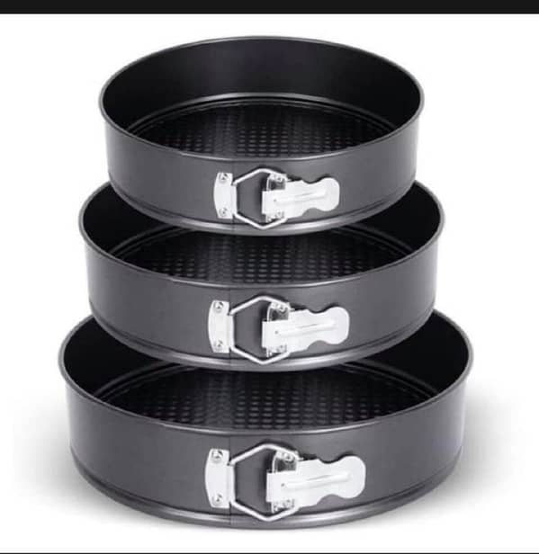 T  3 Pcs 18cm/20cm/22cm Round Non Stick Spring Form Cake Mold Baking Pan